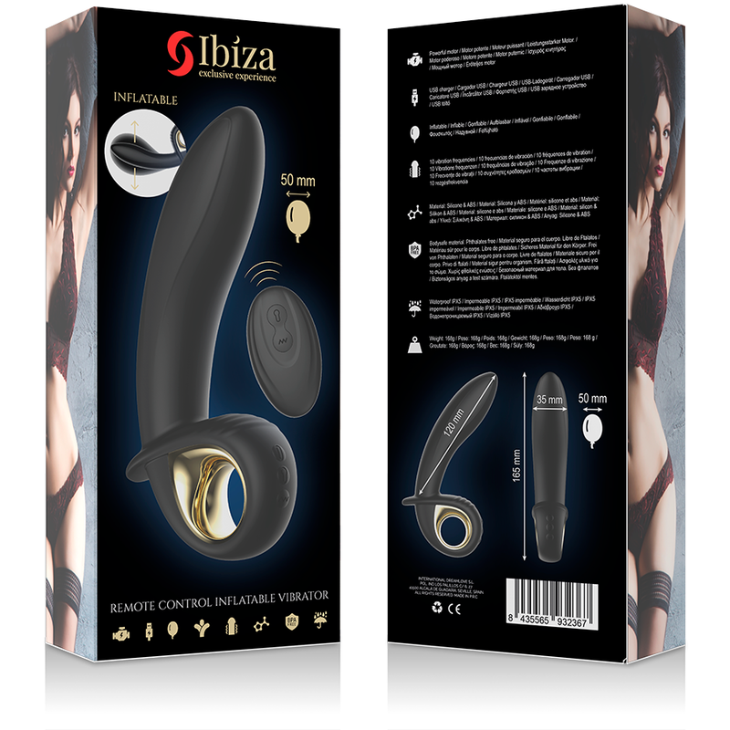 IBIZA POTENTE VIBRADOR HINCHABLE ANAL/VAGINAL CONTROL REMOTO