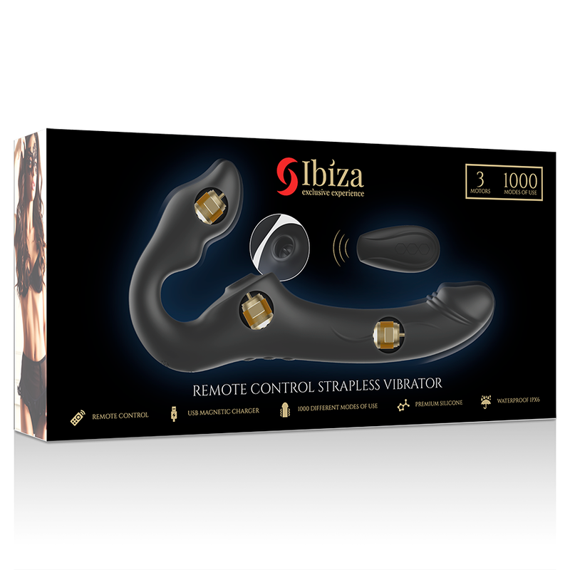 IBIZA - VIBRADOR STRAPLESS CONTROL REMOTO 3 MOTORES 1000 COMBINACIONES.